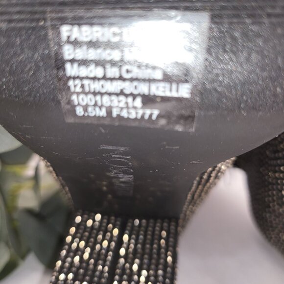 Black & Gold Rhinestone Sock Boots - Womens High Heel Stretch Ankle Boots 8.5 M - Picture 11 of 12